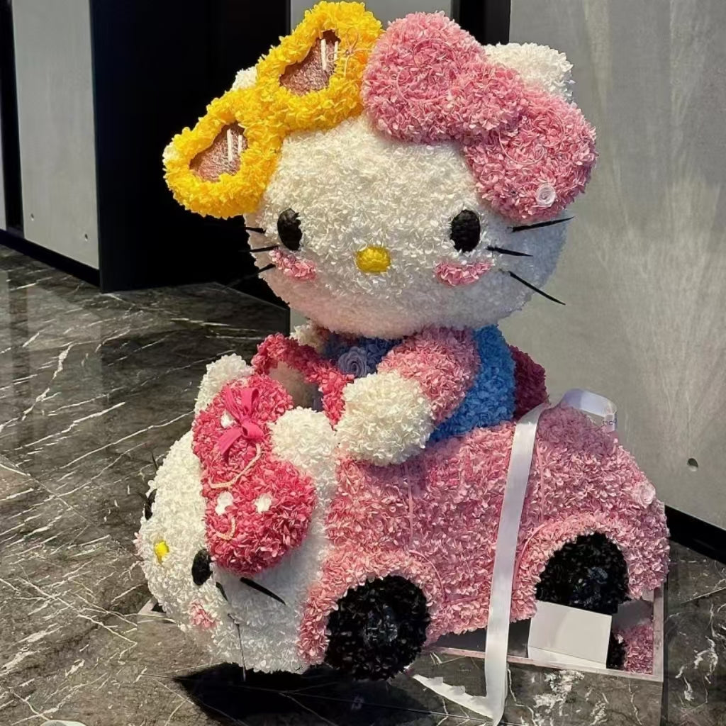 Giant Seated Customized Kitty: Preserved Flower Gift Box