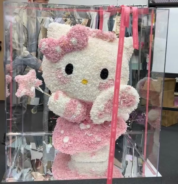 Giant Customized Standing Kitty: Preserved Flower Gift Box