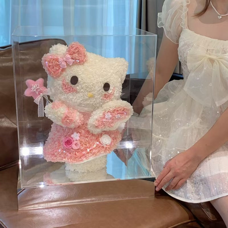 Large-sized cute Kitty standing: Preserved flower gift box