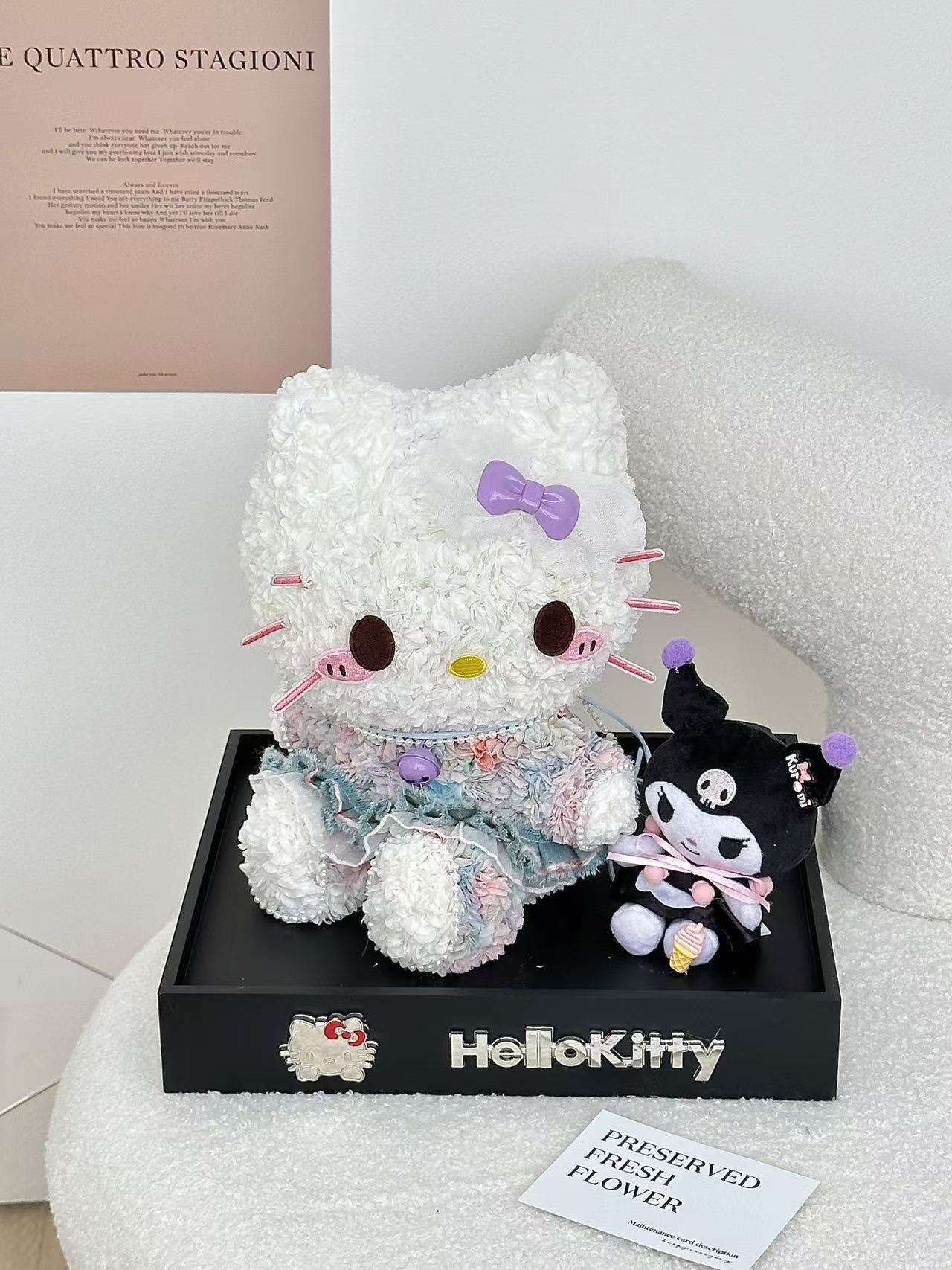 Cute Kitty Dress Up: Preserved Flower Gift Box