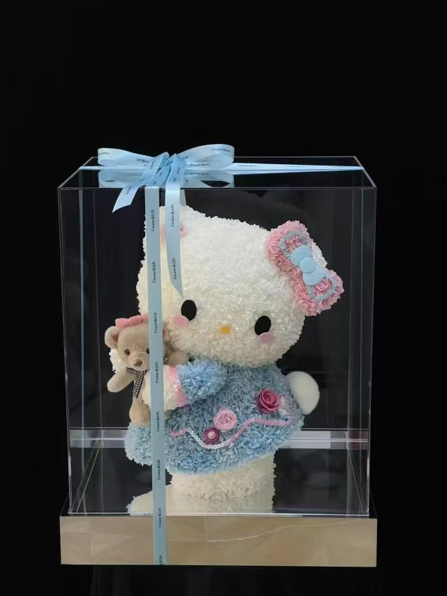 Large-sized cute Kitty standing: Preserved flower gift box