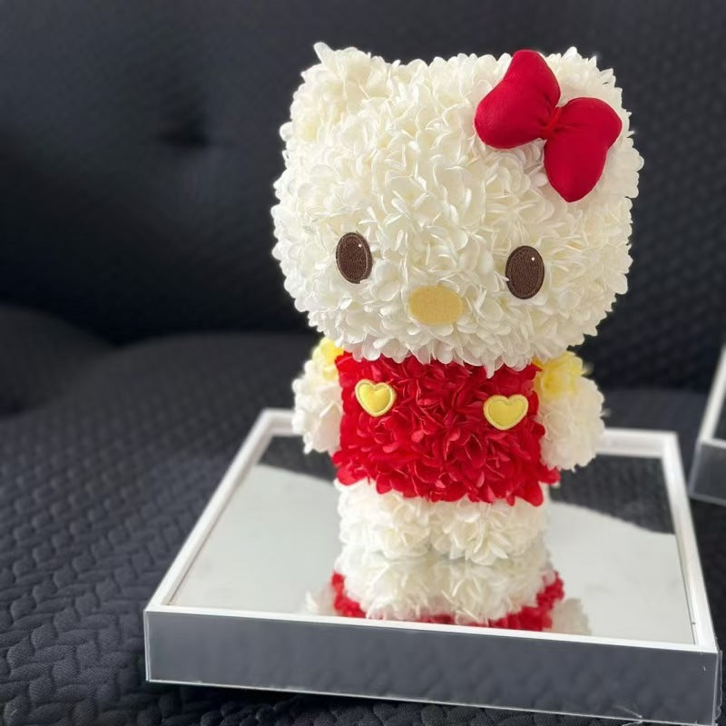 Kitty Cat Standing Cutely: Preserved Flower Gift Box