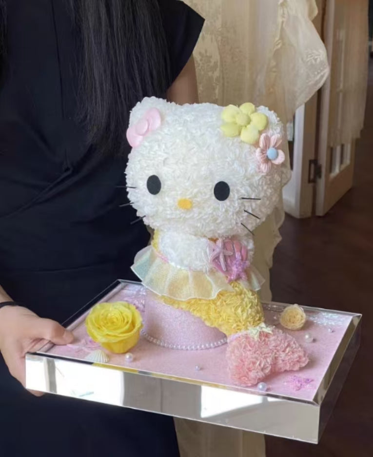 Cute Kitty Dress Up: Preserved Flower Gift Box