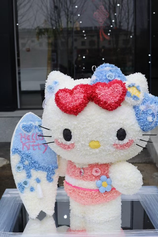 Giant Customized Standing Kitty: Preserved Flower Gift Box