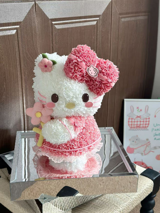 Cute Pink Kitty Cat: Preserved Flower Gift Box