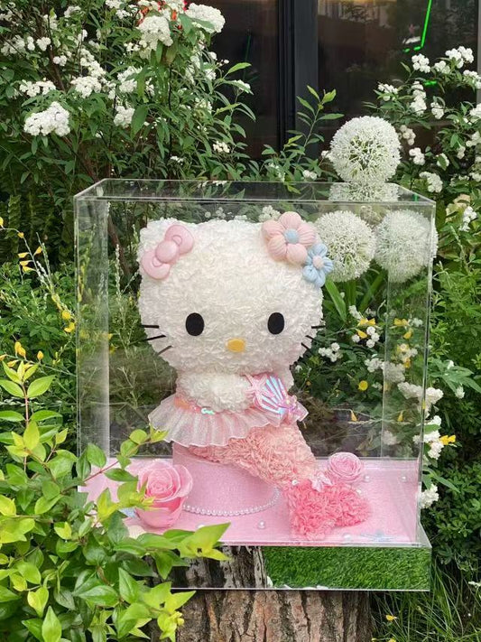 Cute Kitty Dress Up: Preserved Flower Gift Box